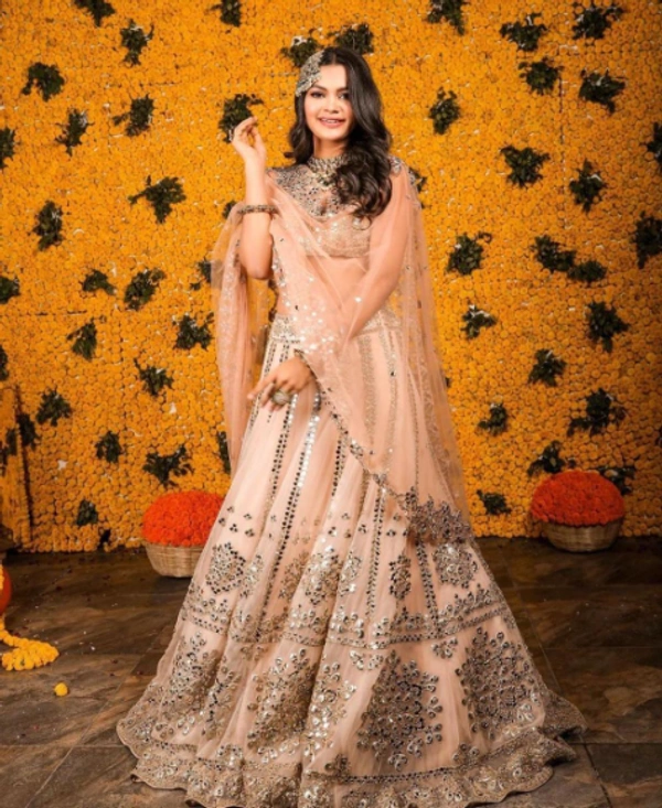 foil embroidery work Lehenga